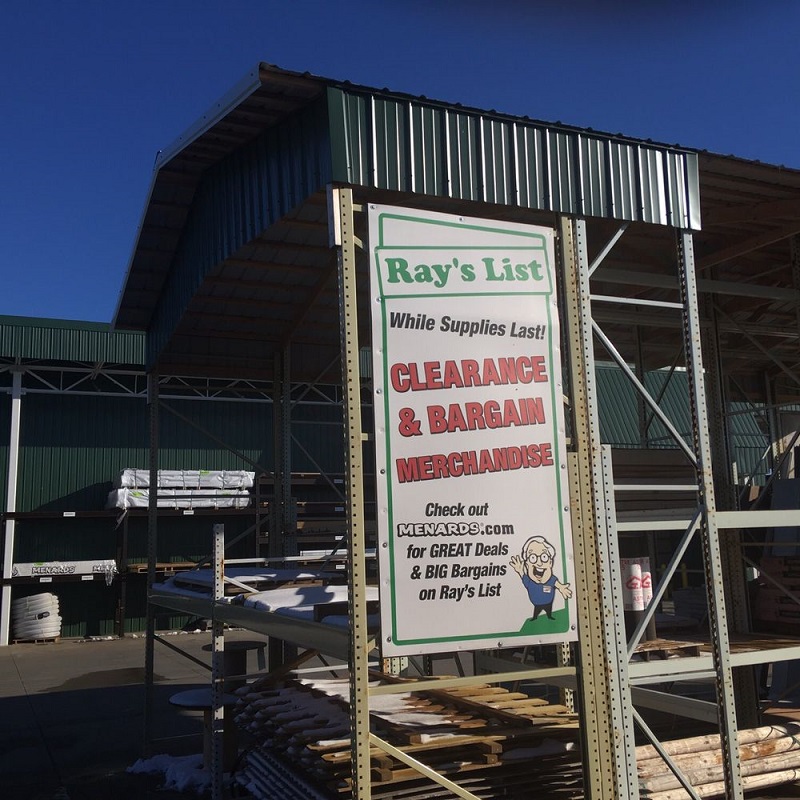 Clearance area at Menards showing Ray’s List
