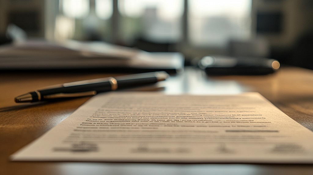 Lease agreement and pen on a wooden table, symbolizing legal documents impacted by SCRA Notice