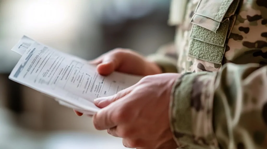 Soldier holding official housing paperwork after receiving new duty station orders