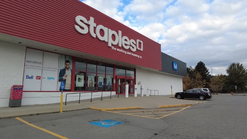 A Staples storefront where military members can find special discounts and savings opportunities
